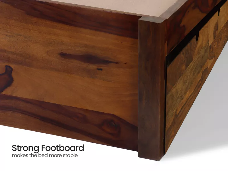 Belle Solid Wood Queen Size Double Bed with Storage